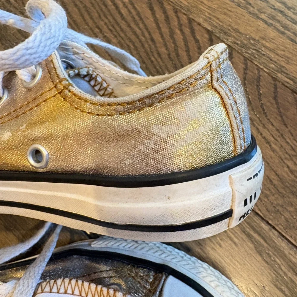 Converse Sneakers Kids Sz 12‎ Gold Glimmer Chuck Taylor All Star Low Top Shimmer